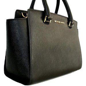 Michael Kors Selma Saffiano Medium Top Zip Satchel Crossbody